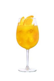 Cold sangria in a wine glass isolated on white background