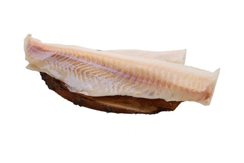 Frozen fillet of cod isolated on white background