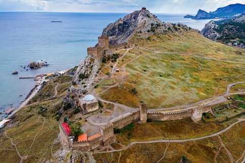 Aerial of the Genoese fortress of Sudak