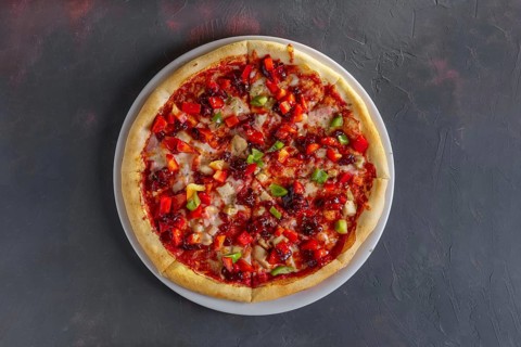 Pizza with colorful bell pepper