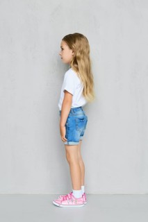 Little child girl in white t-shirt
