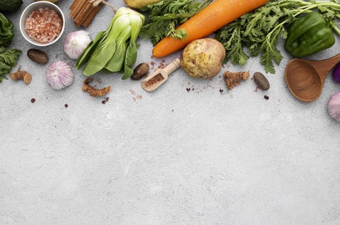 Flat lay veggies mix with copy space