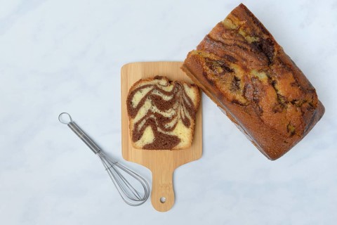 Marble cake on wooden board