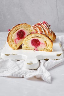 Croissant cut in half