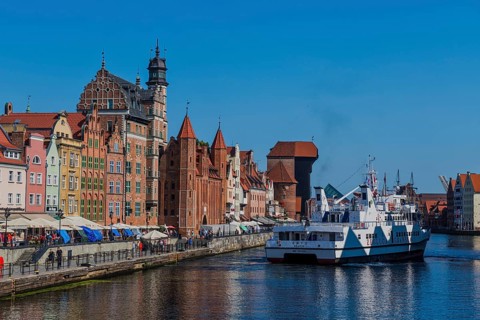 Hanseatic league houses on the Motlawa river