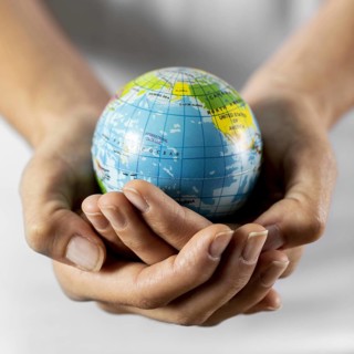 Person holding earth globe. Resolution and high quality beautiful photo