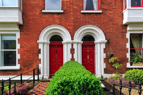 Typical terraced houses with small front garden