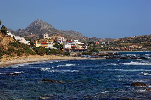 Village of Plakias on the Libyan Sea and the Kedros Mountains in the background
