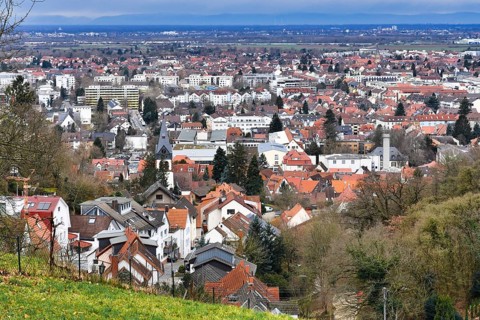 View over Rohrbach residential district of city Heidelberg in Germany