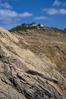 Waldeck Castle at low tide on Lake Edersee