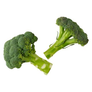 Top view of fresh broccoli isolated on white background