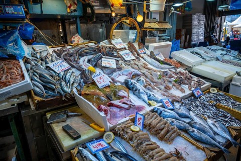Raw fish at a stall