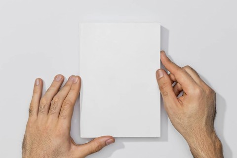 Copy space book person hands