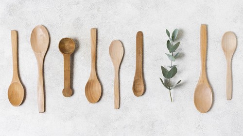 Top view wooden spoons collection. Resolution and high quality beautiful photo