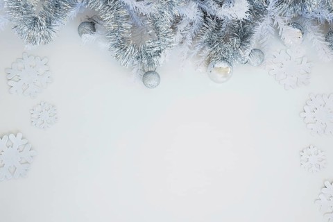 Tinsel with shiny baubles table. Resolution and high quality beautiful photo