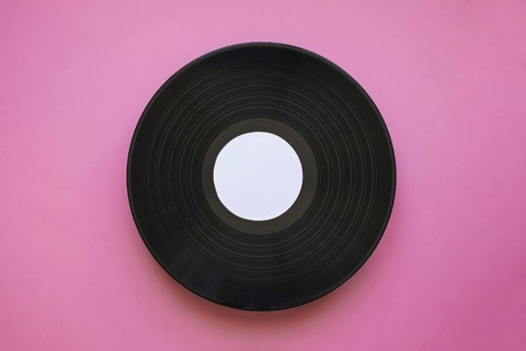 Vinyl mockup pink background. Resolution and high quality beautiful photo