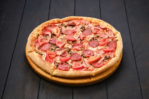 Pizza with salami