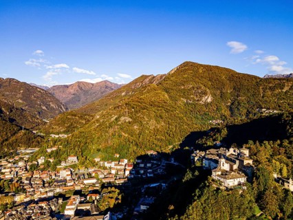 Aerial of the Unesco world heritage site Sacro Monte de Varallo