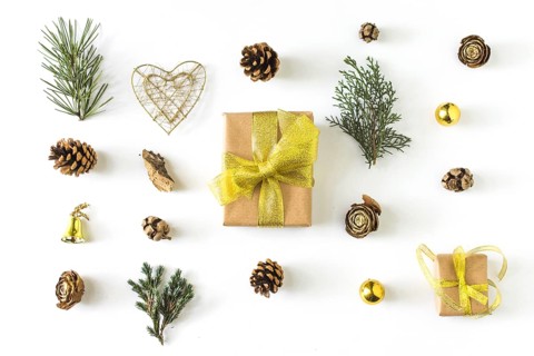 Winter symbols around gift. Resolution and high quality beautiful photo