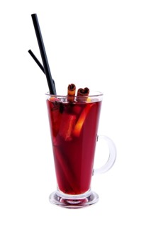 Hot raspberry with orange tea isolated on white