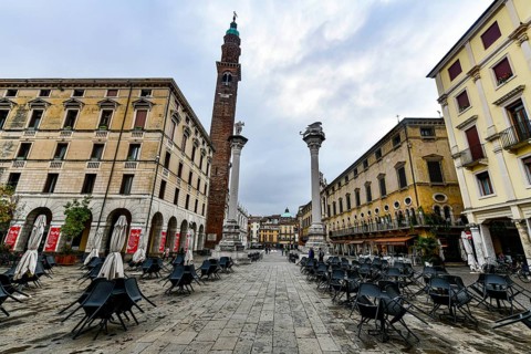 Piazza dei Signori in the historic center in the Unesco world heritage site Vicenza