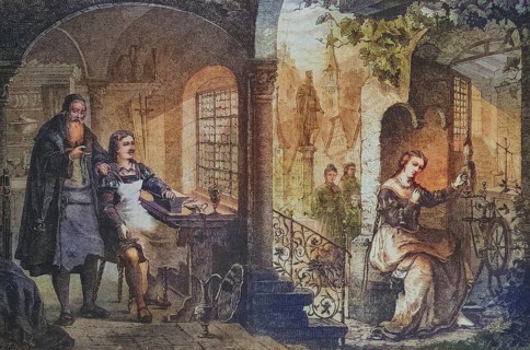 The Goldsmith's Journeyman Watches a Woman at the Spinning Wheel