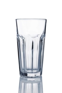 Empty transparent cuba libre glass with reflection isolated on white