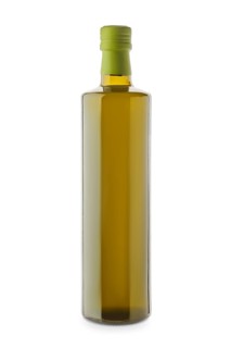 Bottle of extra virgin olive oil isolated on white