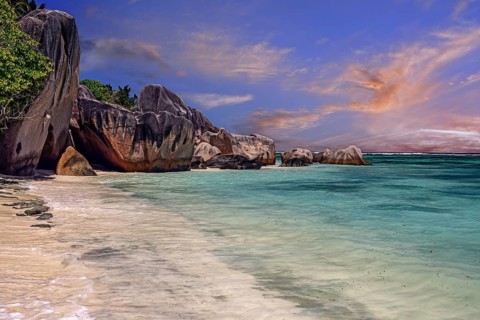 Beach and granite rocks