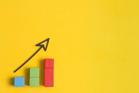 Colourful cubes drawn arrow