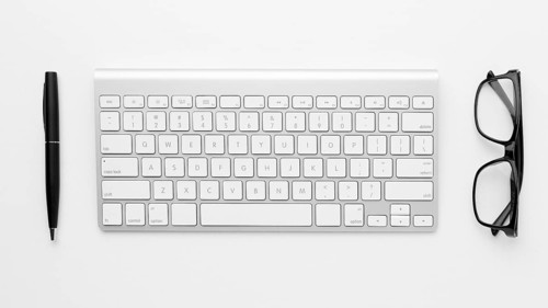 Top view arrangement with keyboard. Resolution and high quality beautiful photo