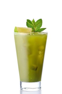 Cold refreshing lemonade with matcha tea
