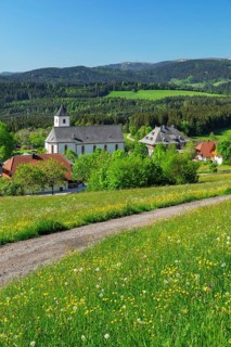 View over Breitnau to the Feldberg in spring