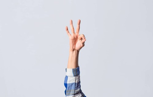 Number NINE in sign language. Deaf and dumb counting the number NINE in sign language