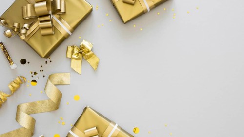 Top view arrangement wrapped presents with copy space. Resolution and high quality beautiful photo