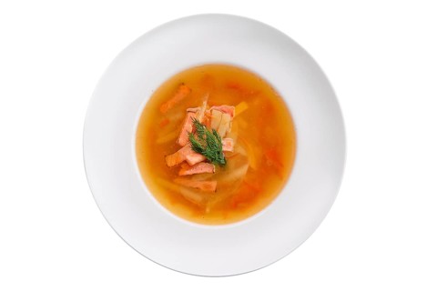 Portion of salmon soup