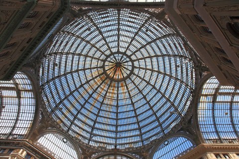 Galleria Umberto I. Shopping arcade covered by a large glass dome
