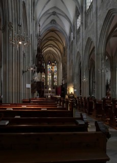 Interior view of the nave of the Abbey and Parish Church