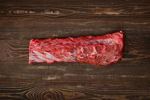 Overhead view of raw fresh beef tenderloin roast