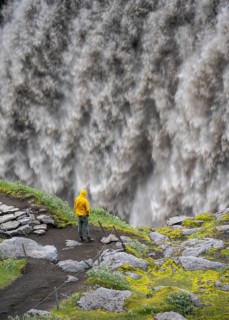 Tourist standing at a canyon