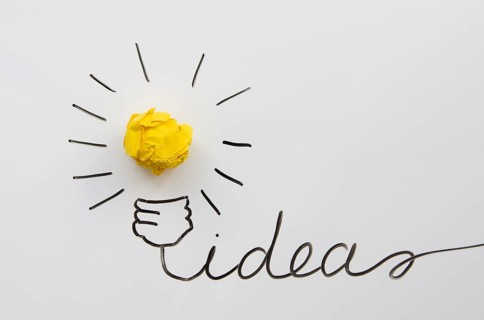 Concept creative idea innovation with paper ball as light bulb