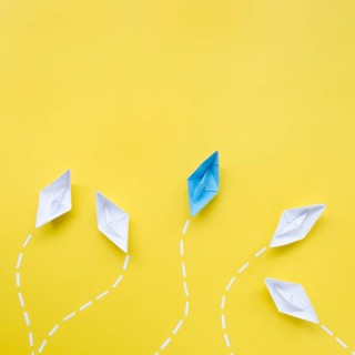 Creative arrangement individuality concept yellow background