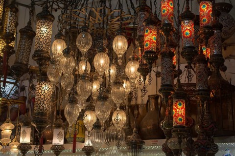 Mosaic Ottoman lamps from Grand Bazaar in Istanbul