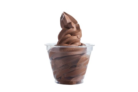 Chocolate Ice cream in plastic take away glass