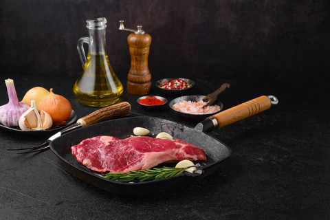 Raw ribeye steak