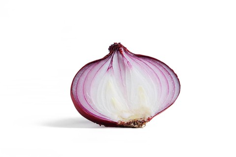 Fresh red onion cutted in half