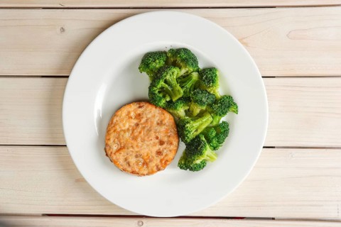 Meat cutlet with cheese and broccoli