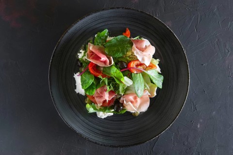 Fresh salad with jamon