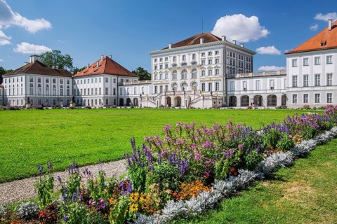 Flower borders on the city side of Nymphenburg Palace