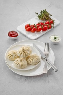 Frozen semifinished khinkali stuffed with lamb meat